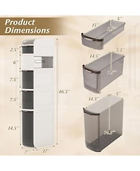 Volenca Narrow 6-Tier Bathroom Cabinet with Drawers and Built-In Tissue Box