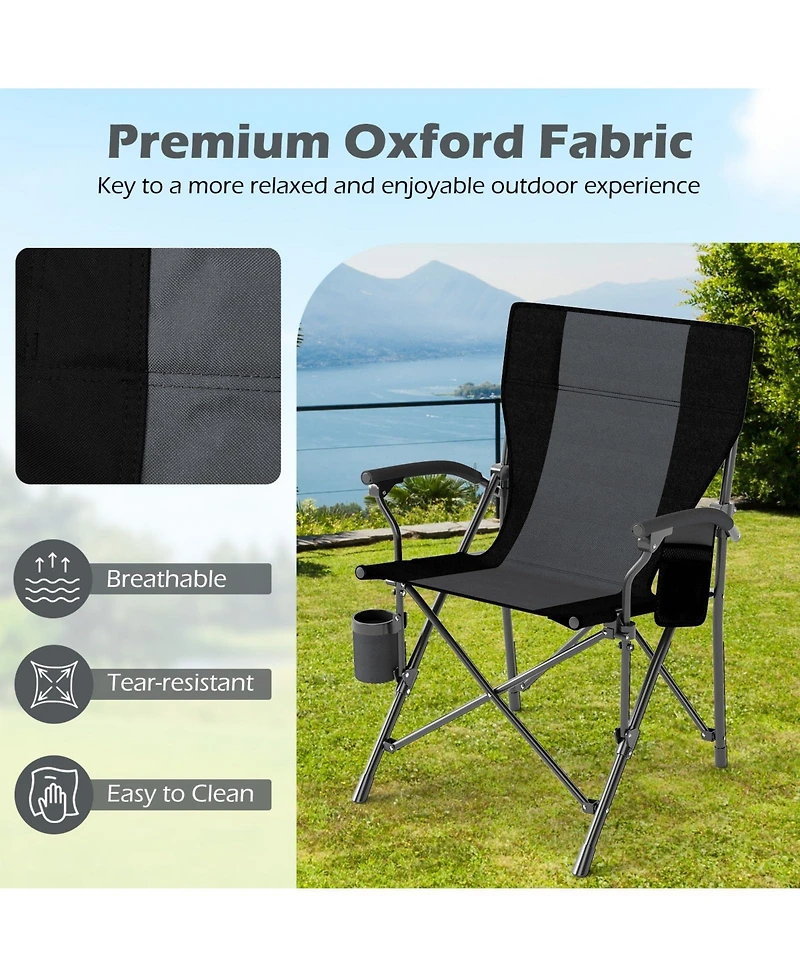 Mecale Portable Folding Oxford Cloth Camping Chair with Cup Holder and Side Pocket