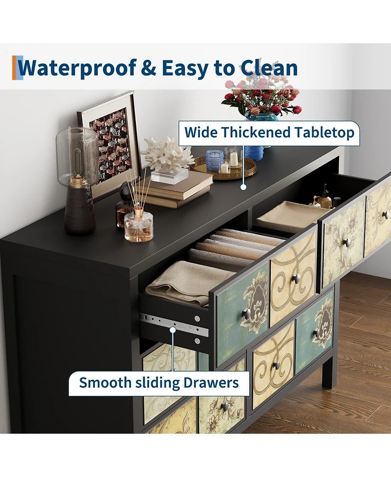 Gaomon 6 Drawers Dresser for Bedroom, Wooden Farmhouse Dresser with Metal Handle