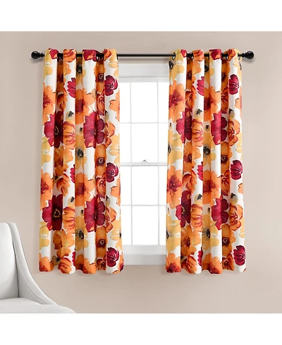 Lush Decor Leah Light Filtering Window Curtain Panels, Pair, 52" W x 63" L Floral Drapes for Bedroom - Farmhouse Decor