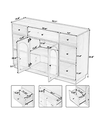 Boyel Living Large Storage Cabinet with 2 Doors and 7 Drawers for Living and Dining Room