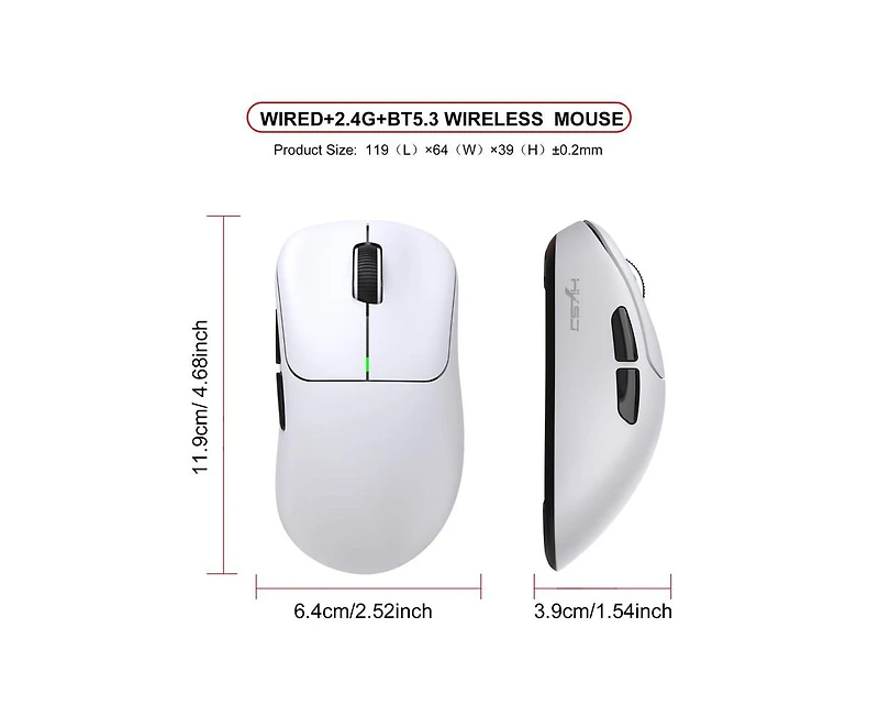 Risokeys Tri-Mode Wireless Gaming Mouse, Lightweight, 10000 Dpi Adjustable, 1000Hz Polling Rate, BT5.3+2.4G+Wired, for Pc, Laptop, Mac