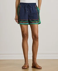 Lauren Ralph Women's Darrett Belting Print & Polka Dot Drawcord Shorts