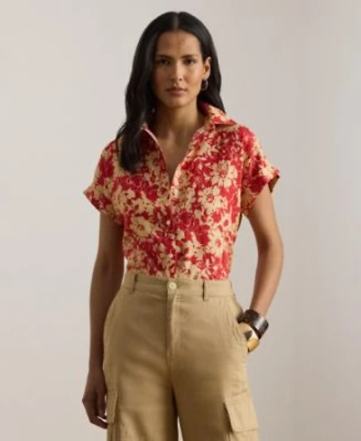 Lauren Ralph Lauren Womens Floral Print Collared Shirt
