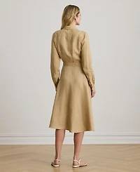Lauren Ralph Women's Belted Collared Shirt Dress