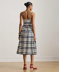 Lauren Ralph Women's Striped Satin Sleeveless Cocktail Dress
