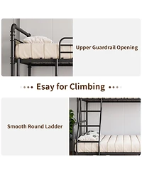 Gaomon Bunk Bed Twin Over Full with High Guardrail and Ladder, Convertible Metal Bunk Beds