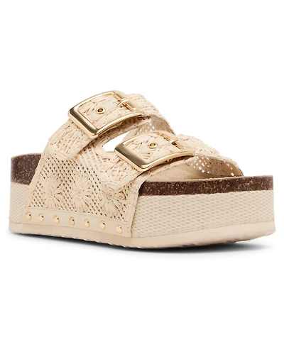 Madden Girl Women's Babes-rf Double-Strap Round Toe Flatform Footbed Sandals