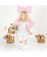 Sweet Wink Toddler Girls Floral Bunny Patch Easter Short Sleeve T-Shirt