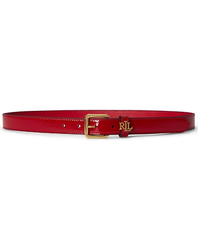 Lauren Ralph Logo Keeper Skinny Belt