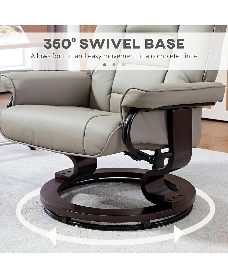 Boyel Living Recliner with Ottoman Swivel Recliner Chair Faux Leather with High Back