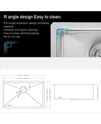 flynama huluwat Undermount Kitchen Sink Stainless Steel Single Bowl 16 Gauge Deep Basin