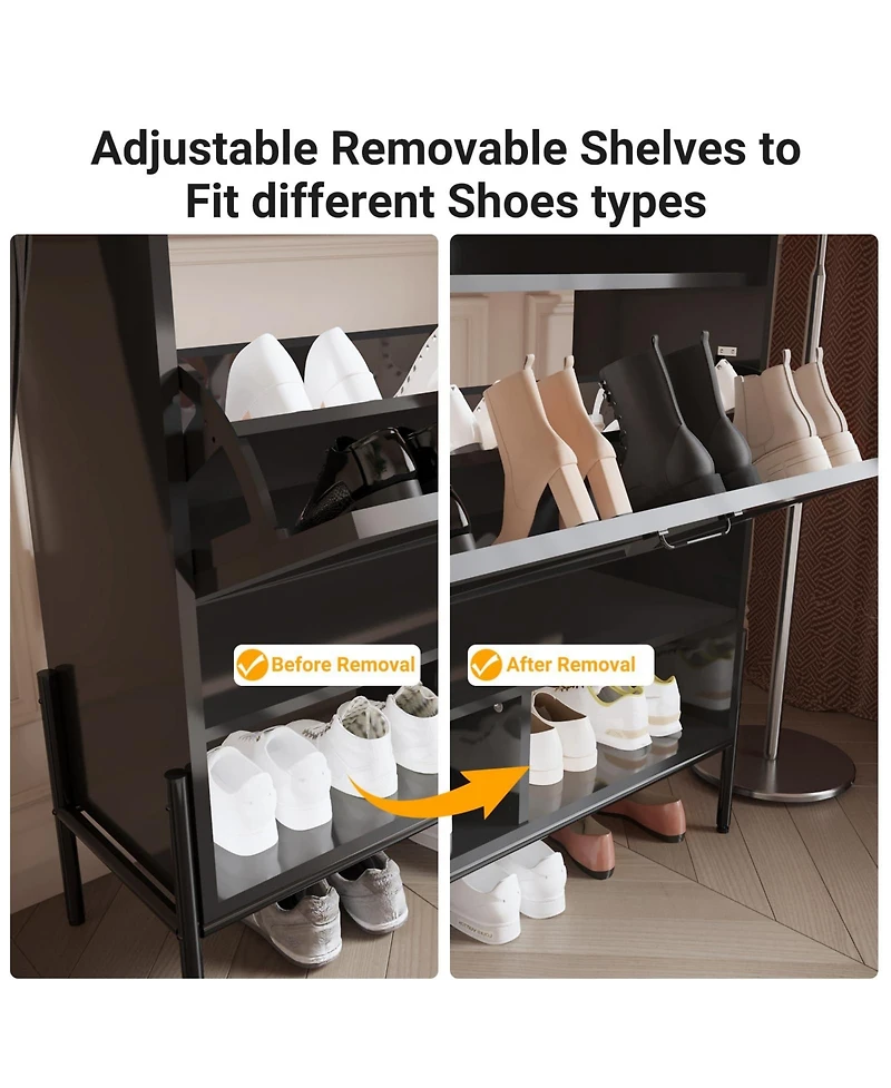 Homfan Shoe Storage Cabinet with 2 Flip Drawers, Freestanding Shoe Organizer for Entryway, Hallway