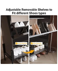 Homfan Shoe Storage Cabinet with 2 Flip Drawers, Freestanding Shoe Organizer for Entryway, Hallway