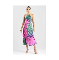 Natori Women's Orchid - Silk Cotton Voile Halter Dress