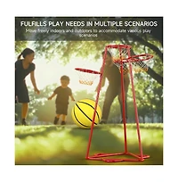 Bruce & Shark 4-Hoop Kids Basketball Set, Multi-Height Fixed Hoops for Family & Group Play