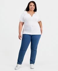 Style & Co Plus Short-Sleeve Eyelet Top, Macy's Exclusive