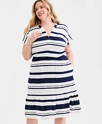 Style & Co Plus Striped Flared Knit Midi Dress, Macy's Exclusive