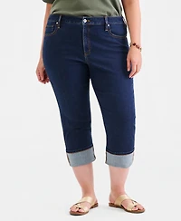 Style & Co Plus High-Rise High-Cuff Capri Jeans, Macy's Exclusive