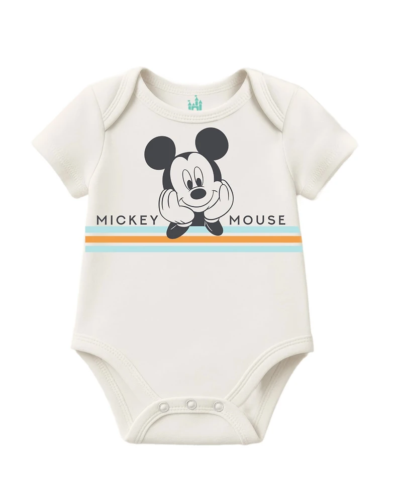Disney Baby Boys' Mickey Mouse Short-Sleeve Bodysuits, 3-Piece Set