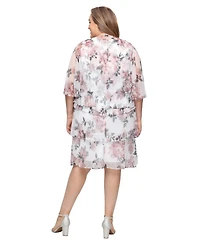 Sl Fashions Plus Tiered Shimmer V-Neck Jacket Dress