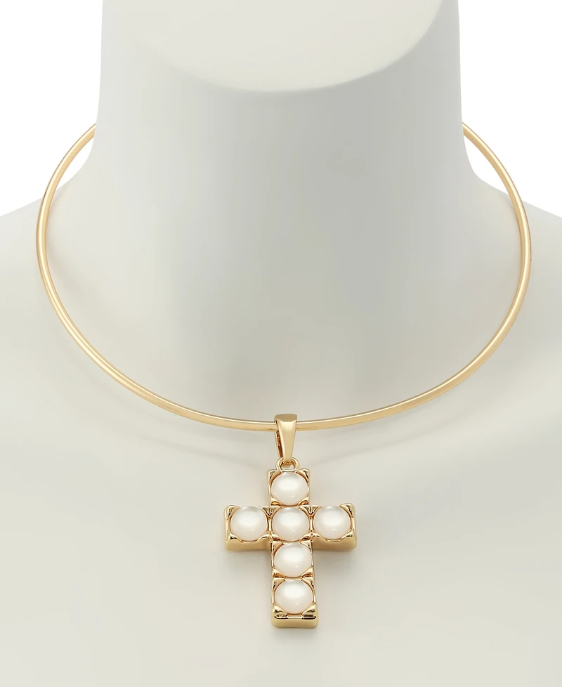 Robert Lee Morris Soho Mother of Pearl Cross Pendant Wire Necklace