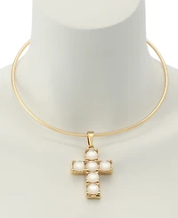 Robert Lee Morris Soho Mother of Pearl Cross Pendant Wire Necklace