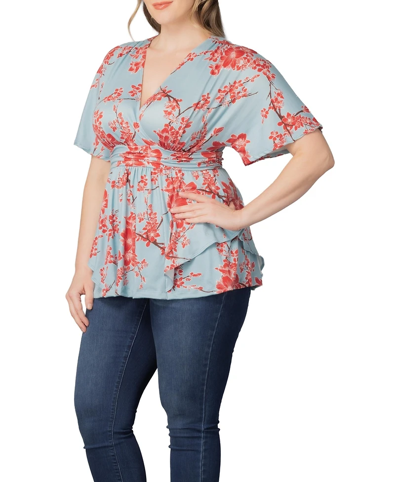 Kiyonna Plus Encore Short Sleeve Printed Top