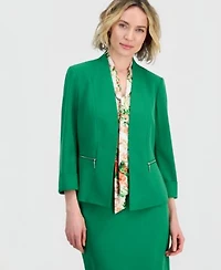 Kasper Womens Zip Pocket 3 4 Sleeve Blazer