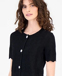 Anne Klein Women's Zigzag Short-Sleeve Cardigan