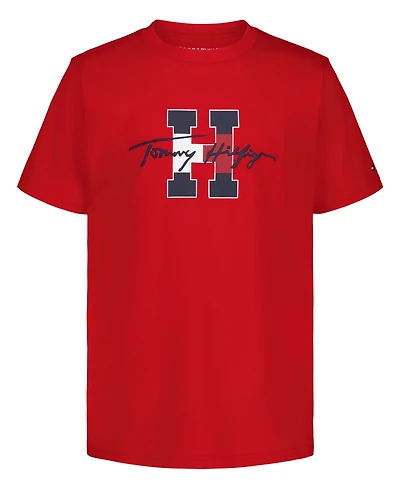 Tommy Hilfiger Boys' 8-20 Script H Logo Print T-Shirt