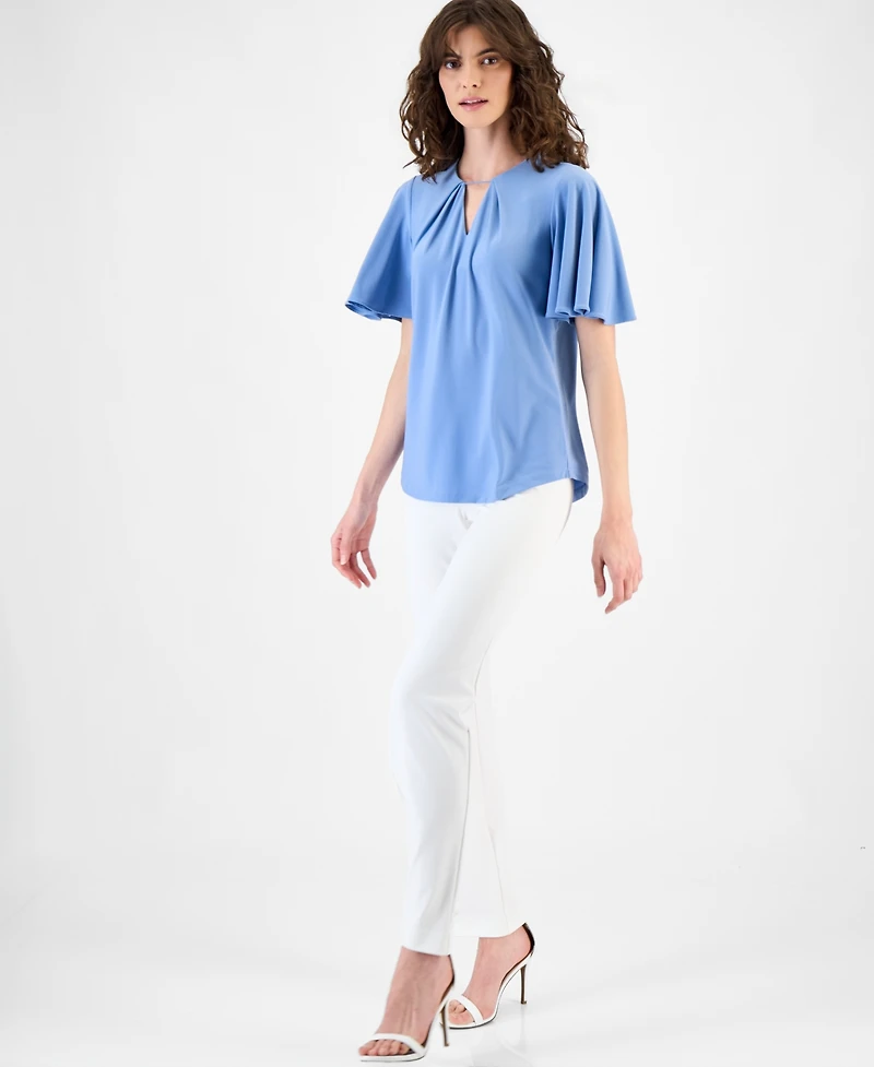 Anne Klein Women's Pleated Bell-Sleeve Top