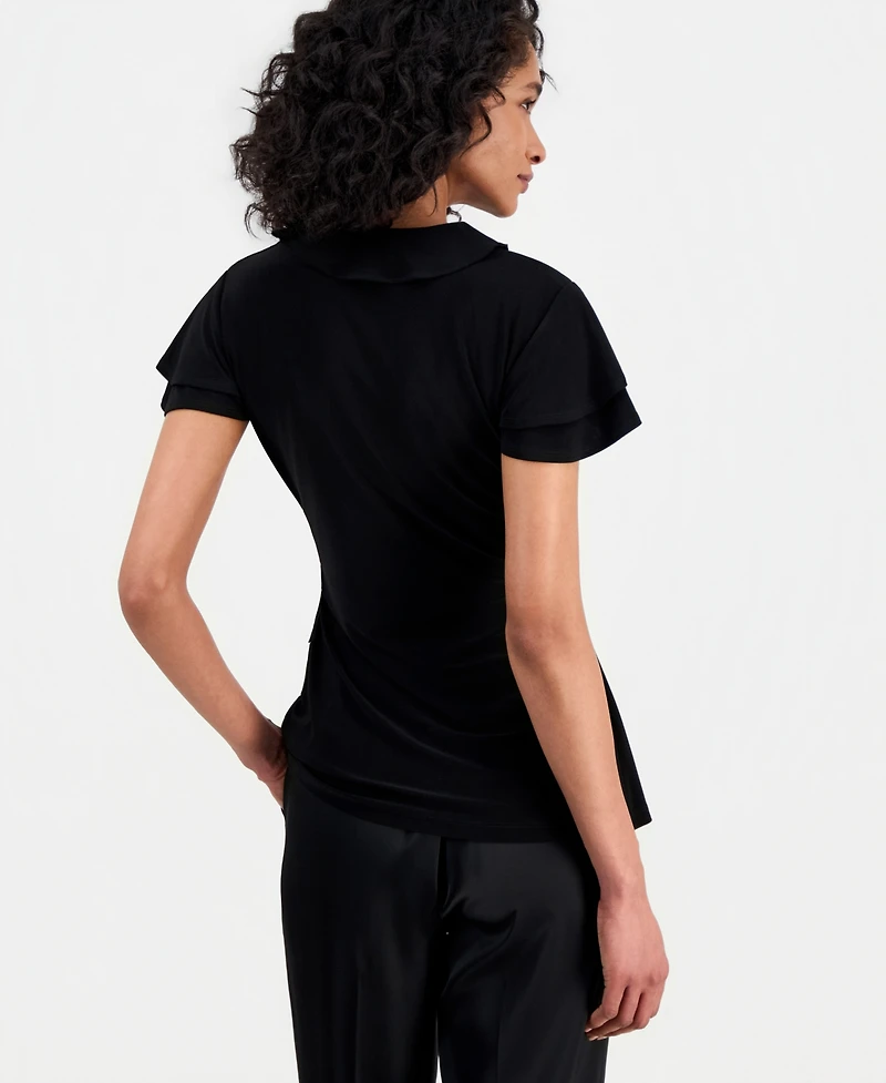 Anne Klein Women's Flutter-Sleeve Wrap Top