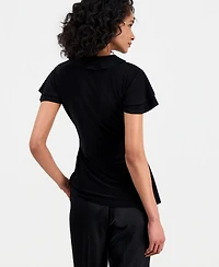 Anne Klein Women's Flutter-Sleeve Wrap Top