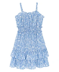 Rare Editions Girls' 4T-6X Printed Tiered Dress and Vest, 2-Piece Set