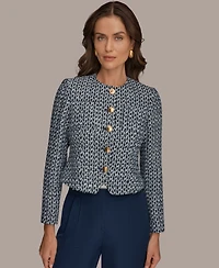 Donna Karan New York Petite Crewneck 5-Button Cropped Jacket