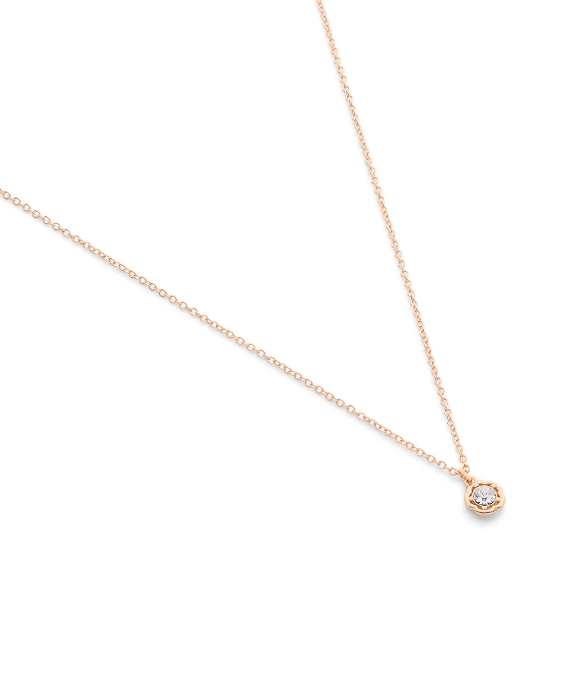 Coach Faux Stone Halo Tea Rose Pendant Necklace