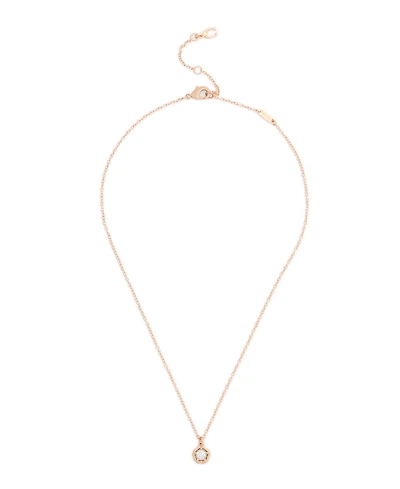 Coach Faux Stone Halo Tea Rose Pendant Necklace