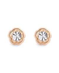 Coach Faux Stone Halo Tea Rose Stud Earrings