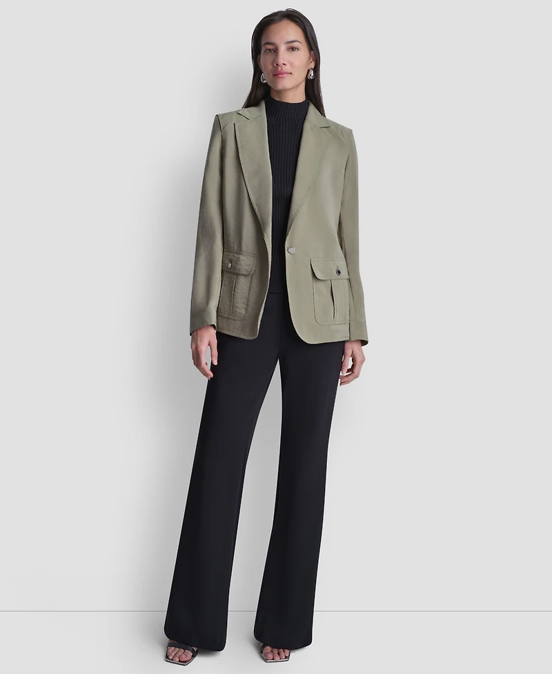 Dkny Women's Peak Lapel Collar Sueded Fuji Blazer
