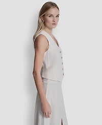 Dkny Women's Sleeveless V-Neck Arid Pique Vest