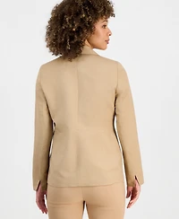 Kasper Women's Linen Notched Collar One-Button Blazer, Regular & Petite