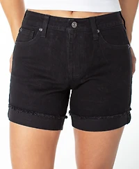Celebrity Pink Women's Fray Zip-Fly Button Flip Cuff Shorts