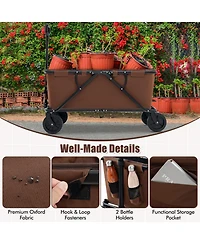 Sugift Collapsible Folding Wagon Cart with Adjustable Handlebar