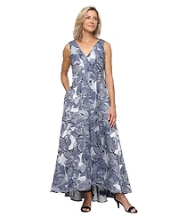 Sl Fashions Women's Sleeveless V-Neck Dress