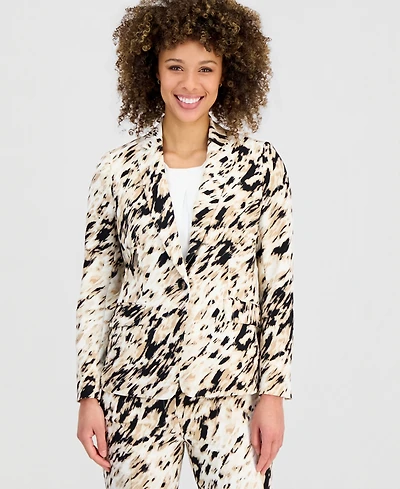 Kasper Women's Animal-Print One-Button Blazer