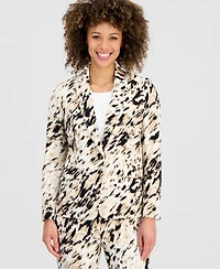 Kasper Women's Animal-Print One-Button Blazer