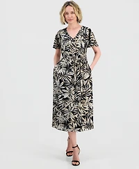 Kasper Women's V-Neck Flutter-Sleeve Midi Dress