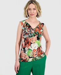 Kasper Women's Printed Sleeveless Cowl-Neck Top