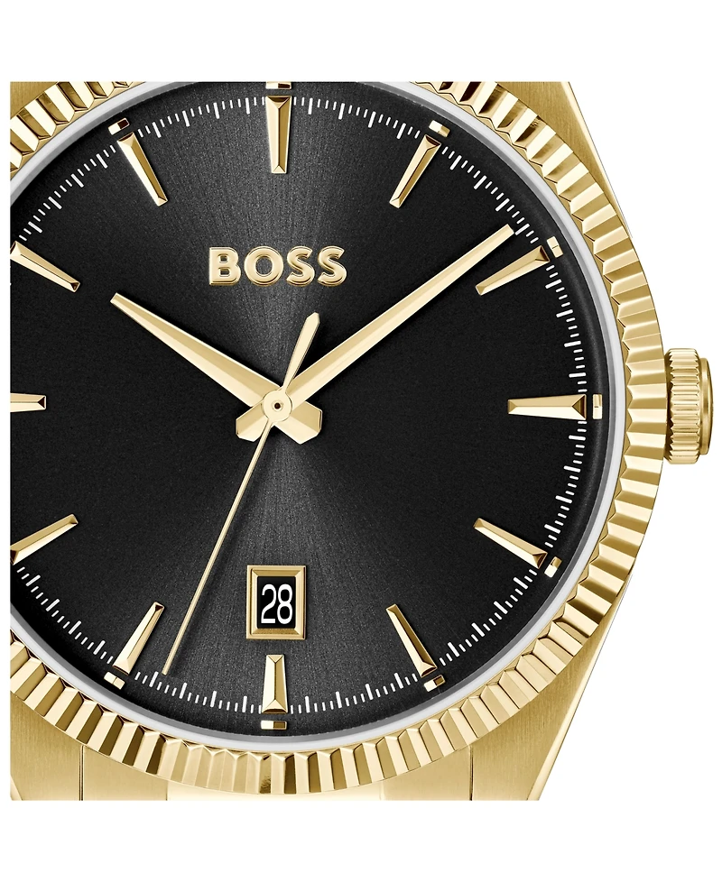 Hugo Boss Men's Cheswick Quartz Ionic Plated Thin Gold Steel Watch, 40mm